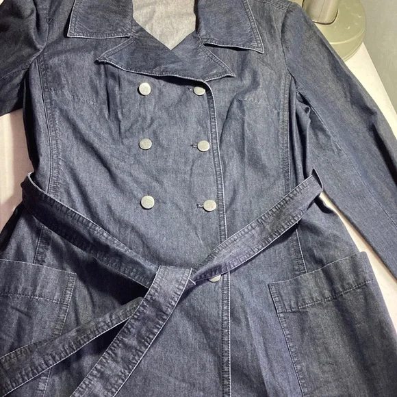 Talbots Double-Breasted Denim Trench Coat - Picture 7 of 7